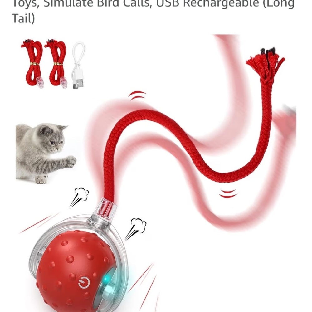 Interactive Red Cat Toy with Long Tail